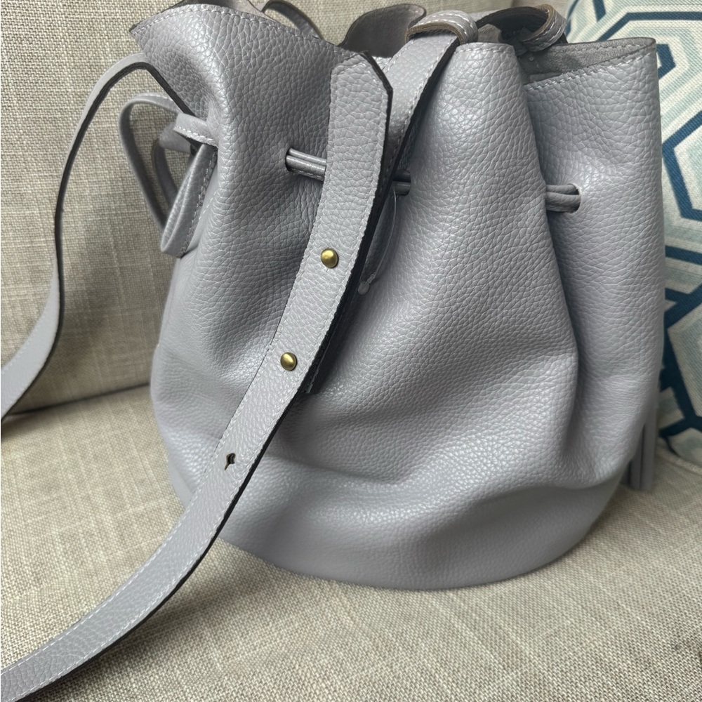 Gray bucket bag
